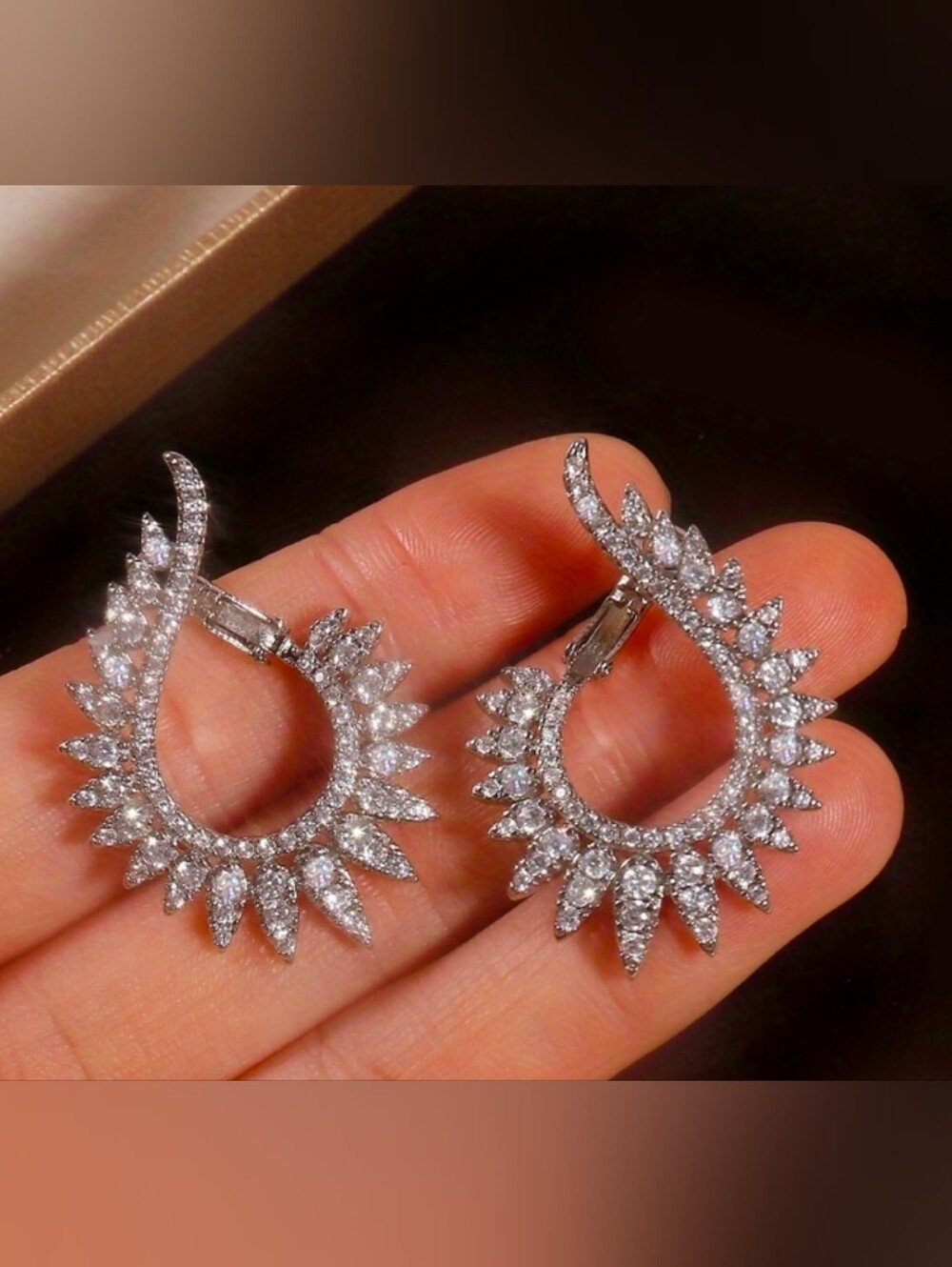 $8 Each Or Bundle 5/$20 Sparkling Silver Sunburst Hoop Earrings